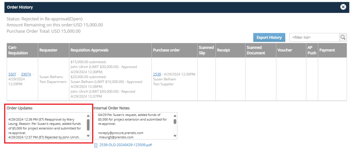 Rejected Po Removing a Rejected in Re-approval PO from the Problem Order Queue