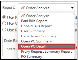 Open PO Detail Report